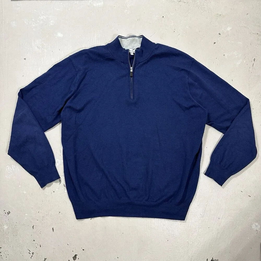 Peter Millar Crown Soft Sweater Mens XXL Blue Long Sleeve Cotton Silk Cashmere